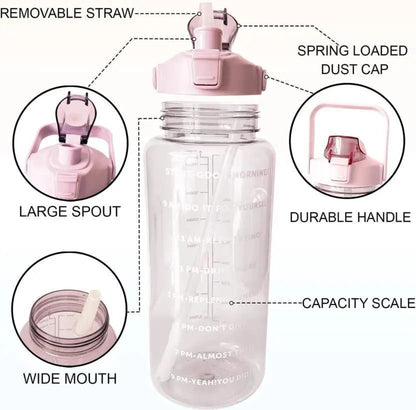 Set of 3 Transparent Motivational Water Bottles