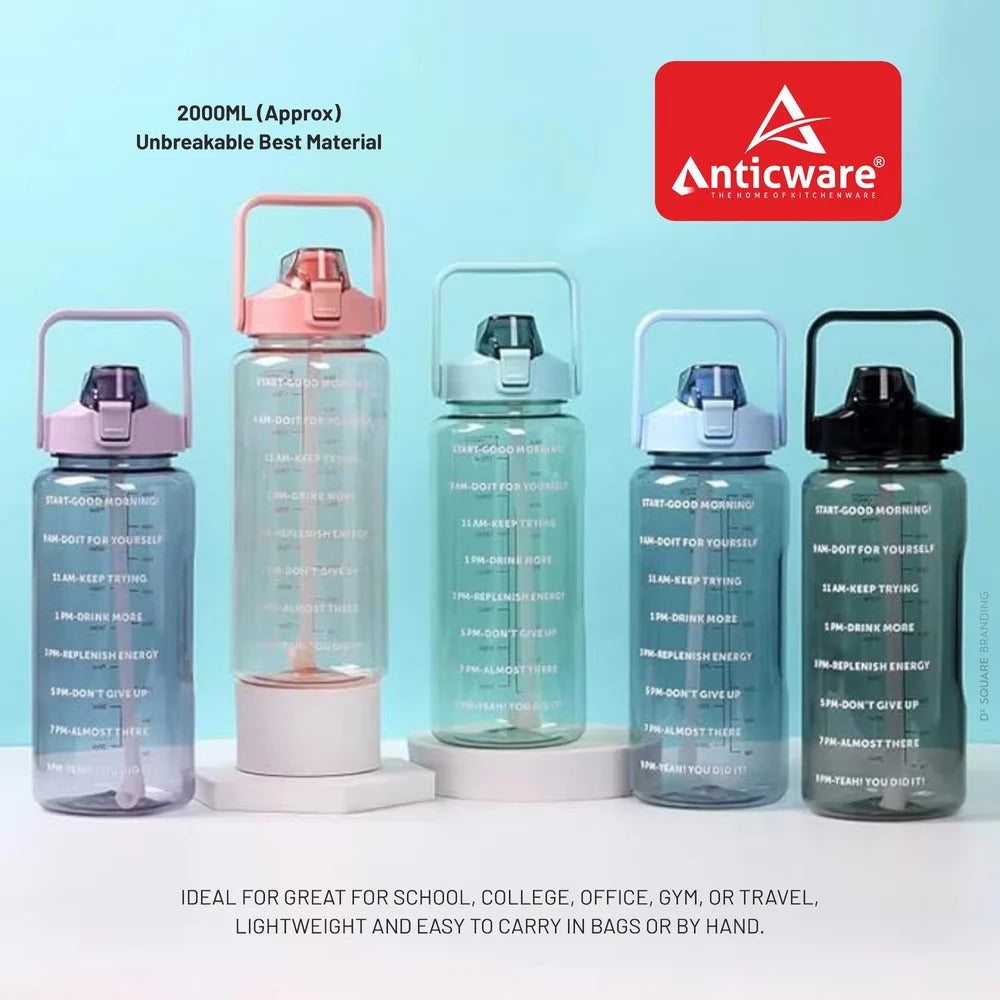 Motivational Water Bottle, 2000 ml (2L)