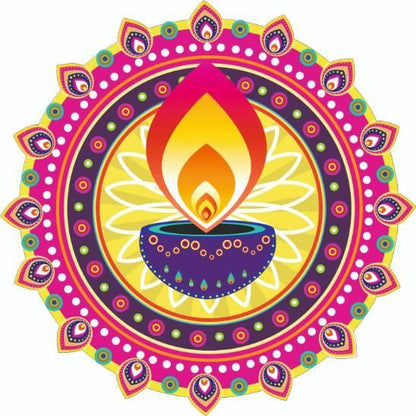 Diwali Rangoli Stickers Blue Diya - Droplaza™