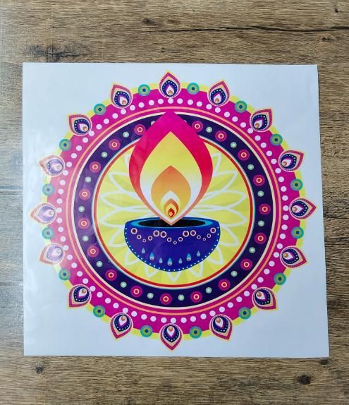 Diwali Rangoli Stickers Blue Diya - Droplaza™