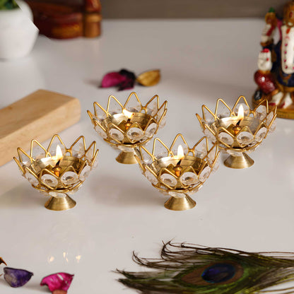 Lotus Shape Crystal Light Holder(4) - Droplaza™