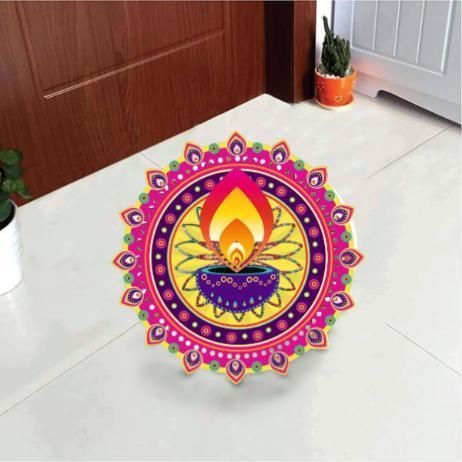 Diwali Rangoli Stickers Blue Diya - Droplaza™