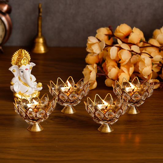 Lotus Shape Crystal Light Holder(4) - Droplaza™
