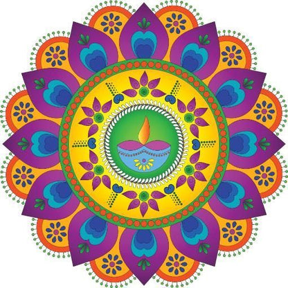Diwali Rangoli Stickers Small Diya - Droplaza™